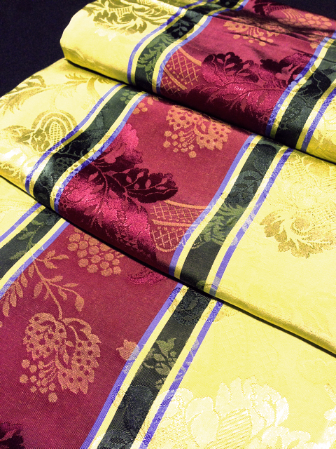 TABLECLOTH, Gold Burgundy Heritage Stripe 1.4 x 2m